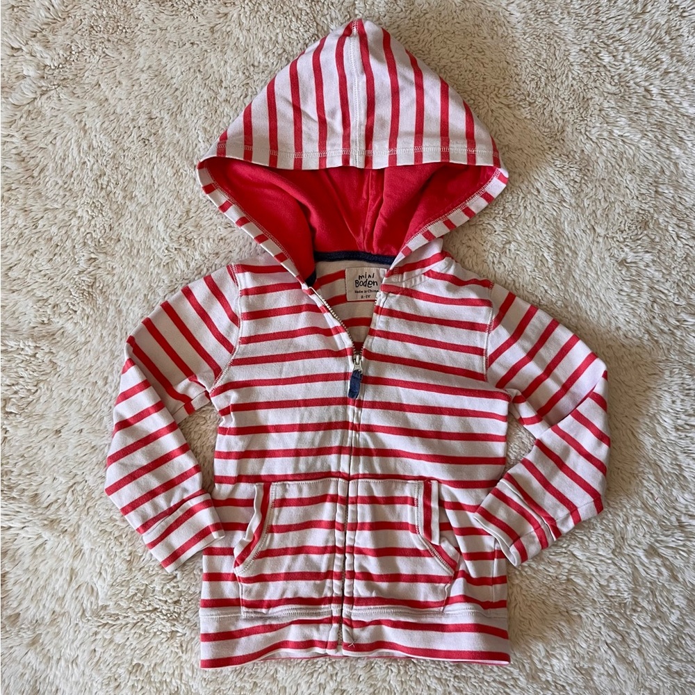 Mini Boden Girls Hoodie Zip up Sweater Sz 2-3